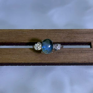 Labradorite Adjustable Ring 拉长石灰月光石镶嵌活口戒指