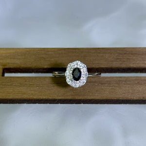 925 Sliver Blue Sapphire Adjustable Ring 蓝色蓝宝石银镶嵌活口戒指