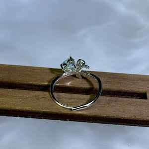 925 Silver Swiss Blue Topaz Love Heart Adjustable Ring 瑞士蓝托帕石爱心银镶嵌活口戒指