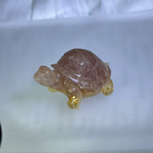 Load image into Gallery viewer, Red Strawberry Quartz Resin Turtle Figurine 红色草莓晶滴胶乌龟小摆件
