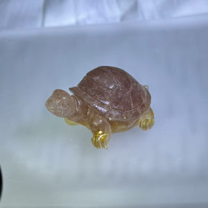 Red Strawberry Quartz Resin Turtle Figurine 红色草莓晶滴胶乌龟小摆件