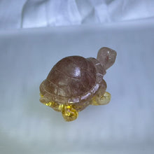 Load image into Gallery viewer, Red Strawberry Quartz Resin Turtle Figurine 红色草莓晶滴胶乌龟小摆件

