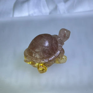 Red Strawberry Quartz Resin Turtle Figurine 红色草莓晶滴胶乌龟小摆件