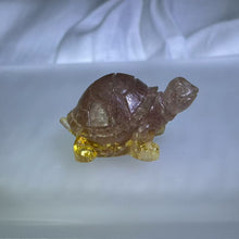 Load image into Gallery viewer, Red Strawberry Quartz Resin Turtle Figurine 红色草莓晶滴胶乌龟小摆件
