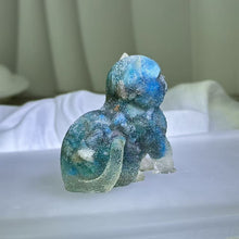 Load image into Gallery viewer, Blue Apatite Resin Cat Figurine 蓝磷灰滴胶小猫摆件
