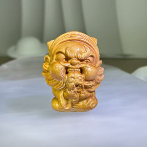 Cliff Cypress Wood Daruma Carving Ornament 崖柏木达摩雕刻摆件