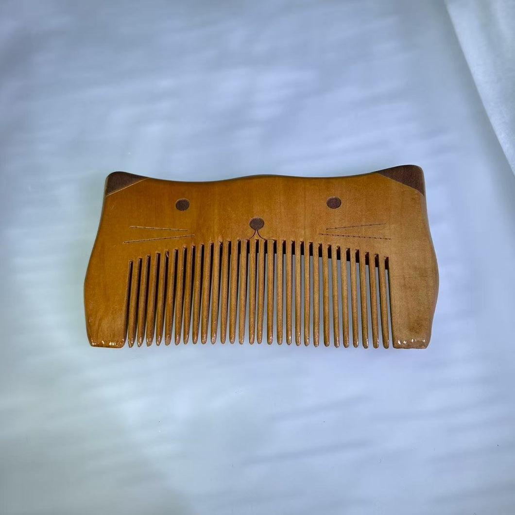 Peach Wood Cat Mini Hair Comb 桃木猫咪小发梳