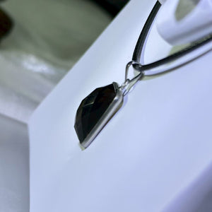 Smoky Quartz Faceted Pendant Necklace 烟晶切面吊坠项链
