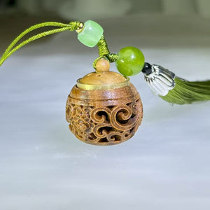 Sandalwood Lattice Box Tassel Charm – Mobile / Keychain / Bag 绿檀木嘎乌盒流苏挂饰/手机链/钥匙扣/包挂