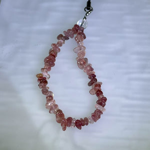 Red Strawberry Quartz Bead Chain Charm – Mobile / Keychain / Bag 红色草莓晶珠链挂饰/手机链/钥匙链/包挂