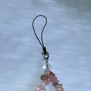 Red Strawberry Quartz Bead Chain Charm – Mobile / Keychain / Bag 红色草莓晶珠链挂饰/手机链/钥匙链/包挂