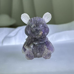 Amethyst Resin Bear Ornament 紫水晶滴胶小熊摆件