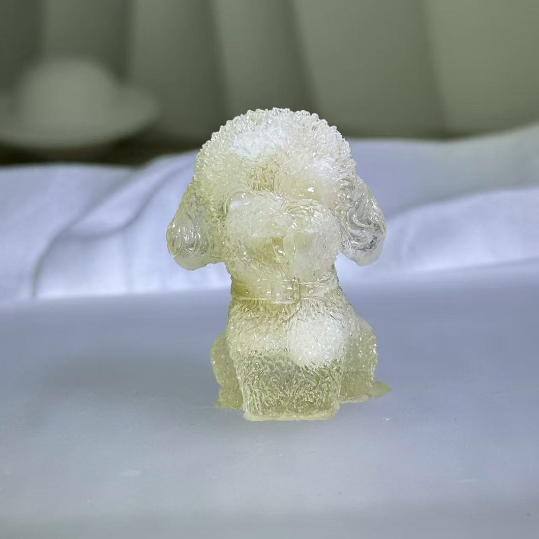 Tridacna Shell Resin Poodle Figurine 砗磲滴胶泰迪犬摆件
