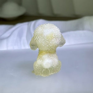 Tridacna Shell Resin Poodle Figurine 砗磲滴胶泰迪犬摆件