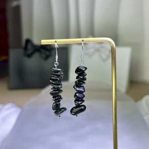 925 Silver Obsidian Beads Earrings 黑曜石银耳钩