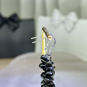 925 Silver Obsidian Beads Earrings 黑曜石银耳钩