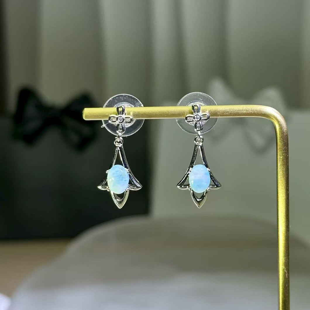 Larimar Earrings 海纹石镶嵌银耳钉