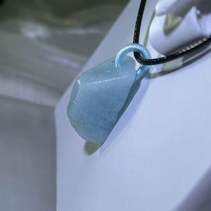 Aquamarine Natural Pendant Necklace 海蓝宝随型原石吊坠项链
