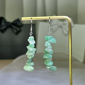925 Silver Green Aventurine Beads Earrings 绿色东陵玉银耳钩