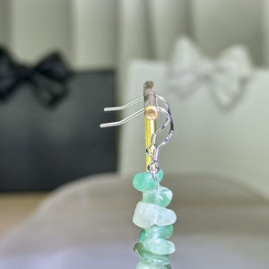 925 Silver Green Aventurine Beads Earrings 绿色东陵玉银耳钩