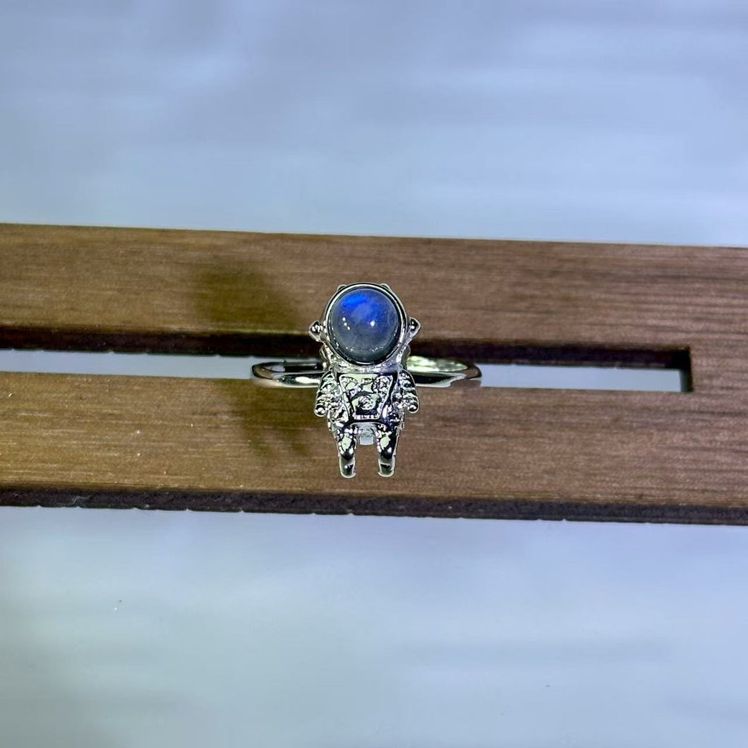 Labradorite Astronaut Adjustable Ring 拉长石灰月光石太空人活口戒指