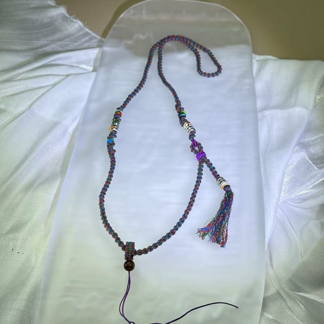 Handmade Blue Cotton Necklace Cord 蓝色棉线手编项链绳