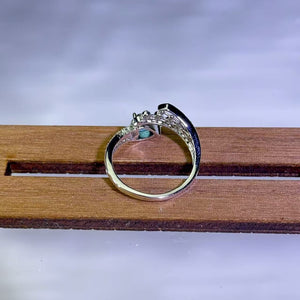 London Blue Topaz Love Heart Adjustable Ring 伦敦蓝托帕石爱心活口戒指