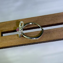 Load image into Gallery viewer, Pink Star Ruby Bow Adjustable Ring 粉色星光红宝石蝴蝶结活口戒指
