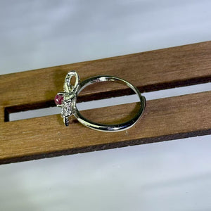 Pink Star Ruby Bow Adjustable Ring 粉色星光红宝石蝴蝶结活口戒指
