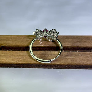 Pink Star Ruby Bow Adjustable Ring 粉色星光红宝石蝴蝶结活口戒指