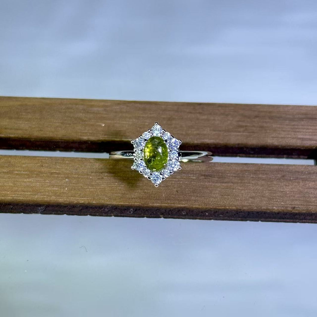 Lemon Green Tourmaline Adjustable Ring 黄绿色碧玺活口戒指