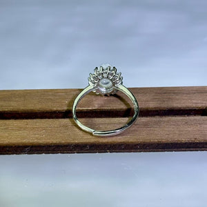 Blue Flash Moonstone Adjustable Ring 蓝光月光石镶嵌活口戒指