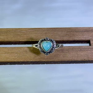 Amazonite Love Heart Adjustable Ring 天河石爱心活口戒指