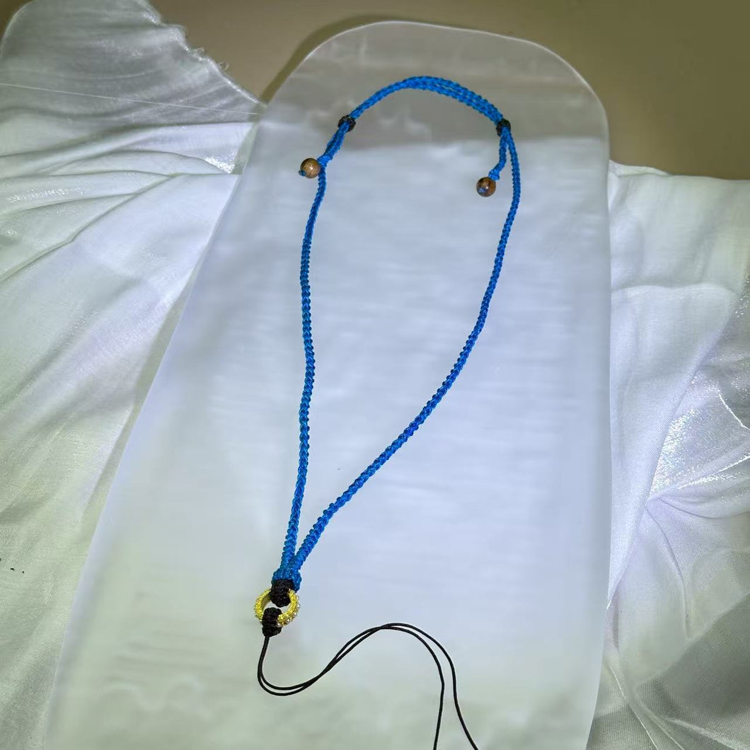 Handmade Teal Blue Necklace Cord 青蓝手编项链绳