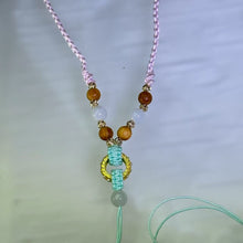 Load image into Gallery viewer, Handmade Baby Pink Necklace Cord with White Jadeite Beads 白色翡翠珠水粉色手编项链绳

