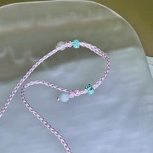 Load image into Gallery viewer, Handmade Baby Pink Necklace Cord with White Jadeite Beads 白色翡翠珠水粉色手编项链绳
