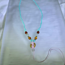 Load image into Gallery viewer, Handmade Tiffany Blue Necklace Cord with White Jadeite Beads 白色翡翠珠蒂芙尼蓝手编项链绳
