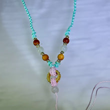 Load image into Gallery viewer, Handmade Tiffany Blue Necklace Cord with White Jadeite Beads 白色翡翠珠蒂芙尼蓝手编项链绳
