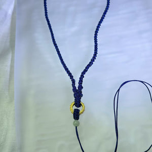 Handmade Dark Blue Cord Necklace 深蓝色手编项链绳