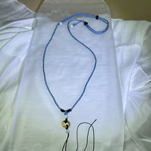 Load image into Gallery viewer, Handmade Grey-Blue Necklace Cord with White Jadeite Beads 白色翡翠珠灰蓝色手编项链绳
