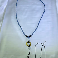 Load image into Gallery viewer, Handmade Grey-Blue Necklace Cord with White Jadeite Beads 白色翡翠珠灰蓝色手编项链绳
