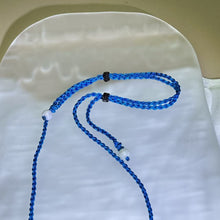 Load image into Gallery viewer, Handmade Teal Blue Necklace Cord with White Jadeite Beads 白色翡翠珠青蓝手编项链绳
