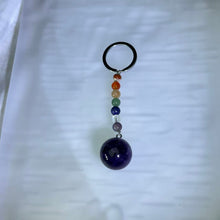 Load image into Gallery viewer, Amethyst Seven Chakra Crystal Charm Keychain 紫水晶七脉轮水晶挂饰钥匙扣
