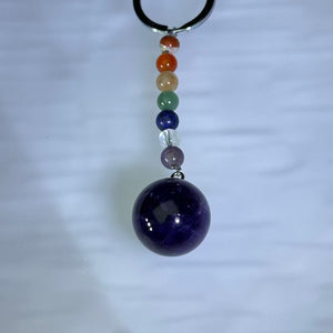Amethyst Seven Chakra Crystal Charm Keychain 紫水晶七脉轮水晶挂饰钥匙扣