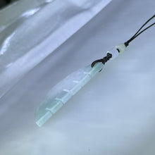 Load image into Gallery viewer, White Jadeite with Green Striations Comb Charm Keychain / Bag Charm / Mobile Charm 糯种白底青翡翠梳子挂饰手机链钥匙链包挂
