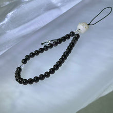 Load image into Gallery viewer, Silver Sheen Obsidian Bead Charm / Bag Charm / Mobile Charm 银眼黑曜石珠链挂饰手机链包挂

