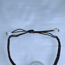 Load image into Gallery viewer, Translucent White Jadeite Lucky Donut Handwoven Bracelet 糯种白色翡翠平安扣手编手链
