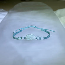 Load image into Gallery viewer, Light Green Jadeite Pixiu Handwoven Bracelet 糯种晴绿翡翠貔手编手链
