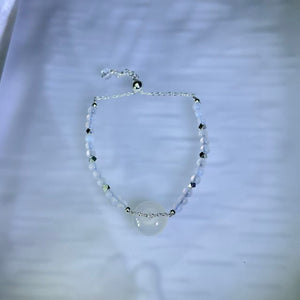 White Agate Lucky Donut Bead Bracelet 白玛瑙平安扣珠链手链