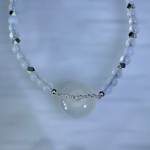 White Agate Lucky Donut Bead Bracelet 白玛瑙平安扣珠链手链